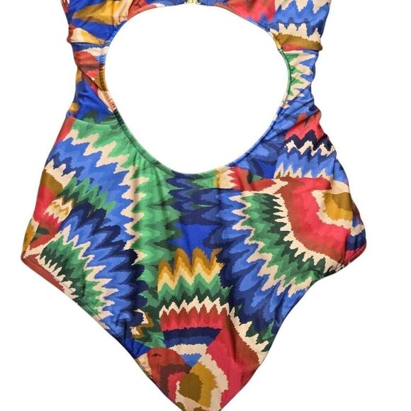FARM Rio Women’s Size XL Chevron Toucans Halter Neck One-Piece Swimsuit New - Picture 9 of 12